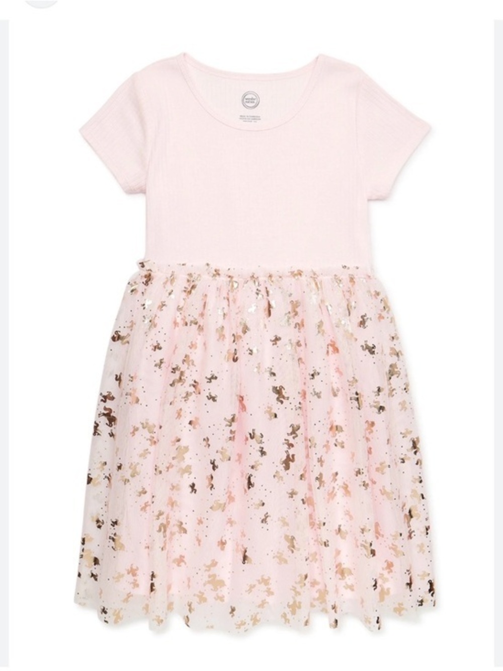 Wonder Nation Girls Short Sleeve Tutu Dress, Size Medium (7-8) Pink Dress